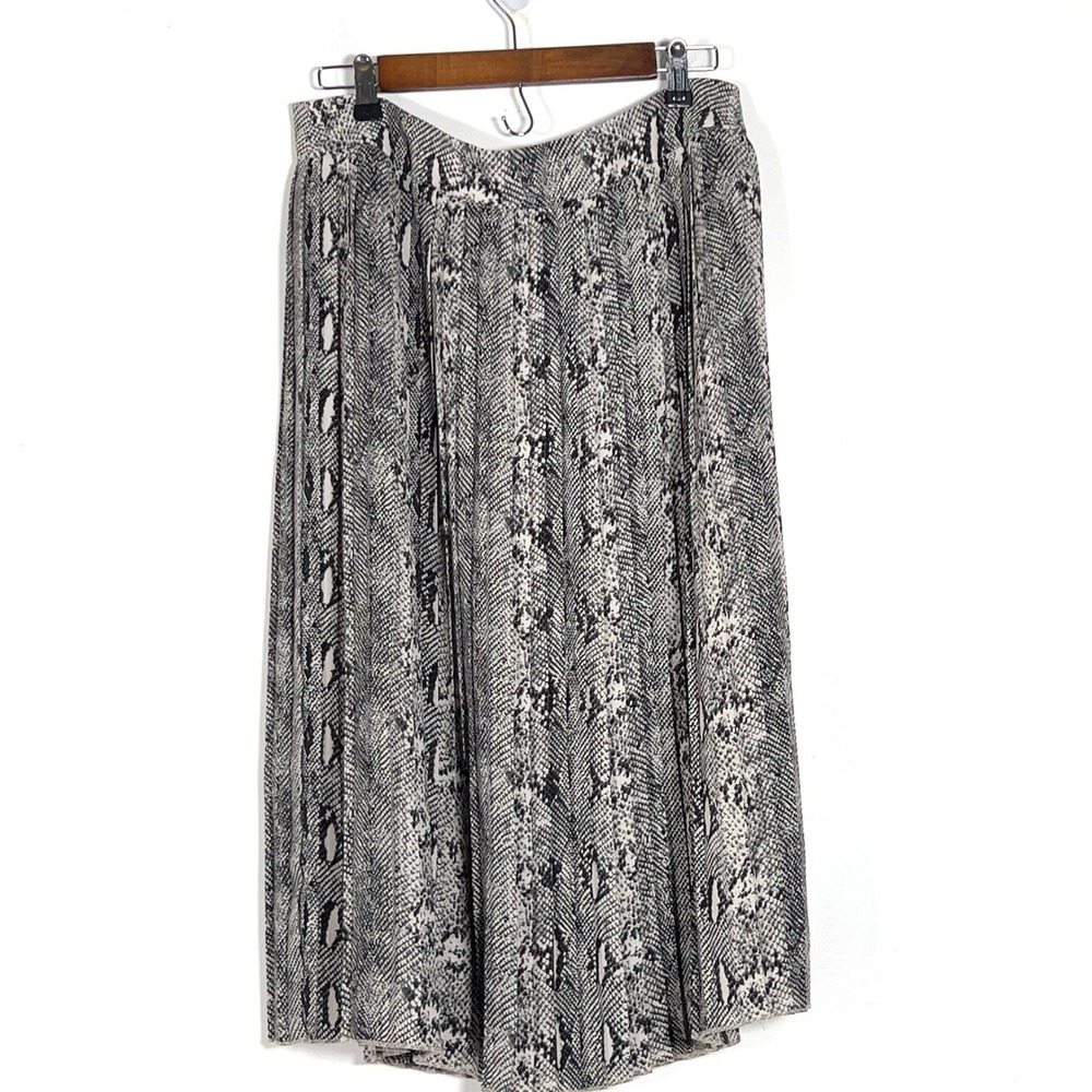 J. Crew Pleated Skirt Womens Sz 12 Snakeskin Print Midi A-Line